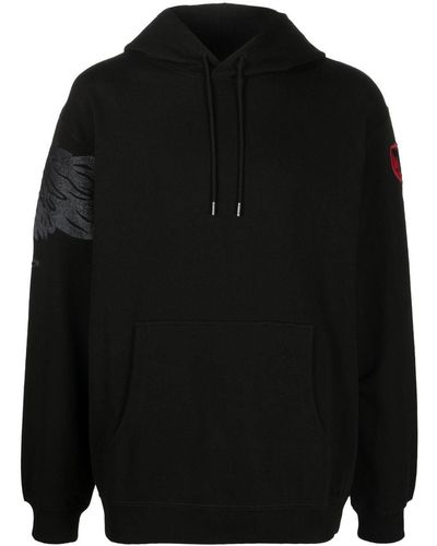 Maharishi Logo-patch Organic-cotton Hoodie - Black