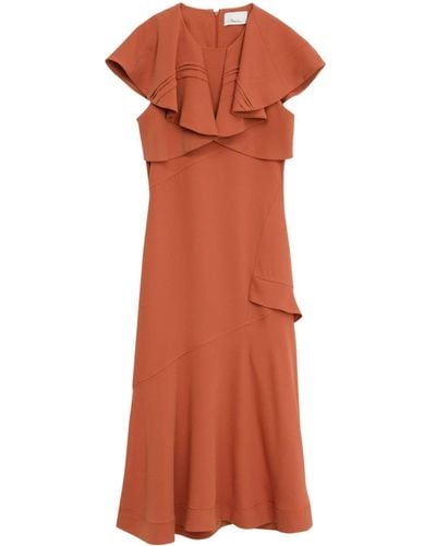 3.1 Phillip Lim Midi-jurk Met Ruches - Oranje