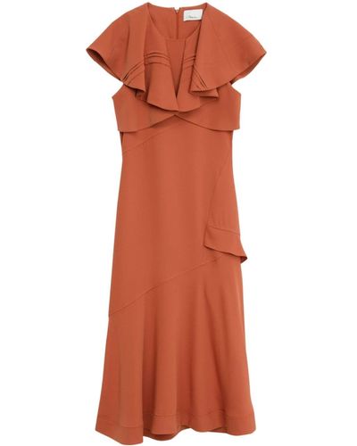 3.1 Phillip Lim Vestido midi con capa de volantes - Naranja