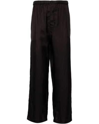 Zegna Wide-leg Silk Pajama Pants - Black