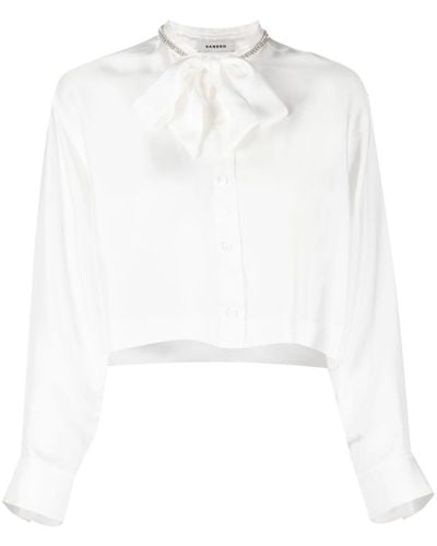 Sandro Pussy-bow Collar Silk Blouse - White