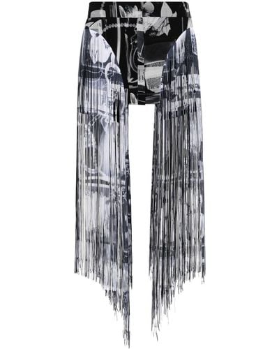 Off-White c/o Virgil Abloh Xray Fringed Miniskirt - Black