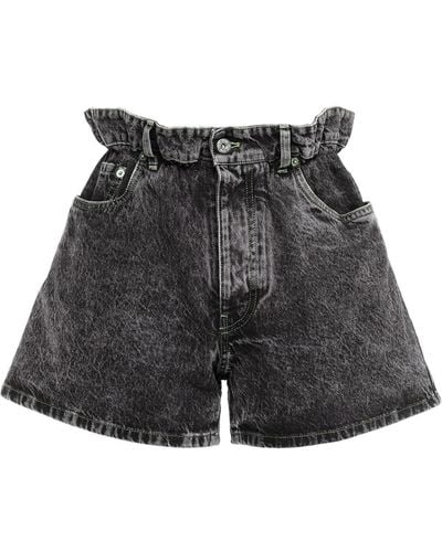 Miu Miu Jeans-Shorts mit Paperbag-Taille - Schwarz