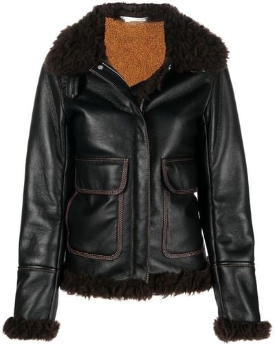 Stella McCartney Trimmed Faux Leather Jacket - Black