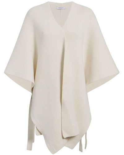 Another Tomorrow Ribbed-knit Wool Poncho - White