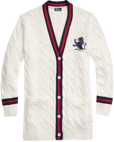 Polo Ralph Lauren Embroidered Cable-knit Cardigan - Natural