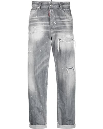 DSquared² Jeans crop con effetto vissuto - Grigio