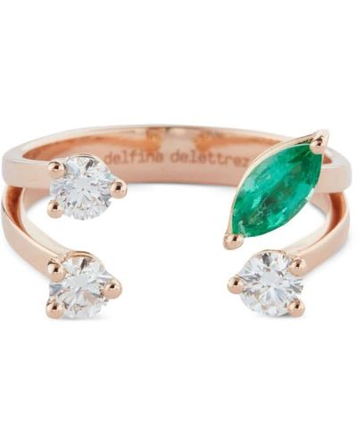 Delfina Delettrez 18kt Rose Gold Dots Emerald And Diamond Ring - Pink