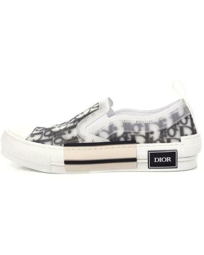 Dior Technical Canvas Oblique B23 Slip On Sneakers - White