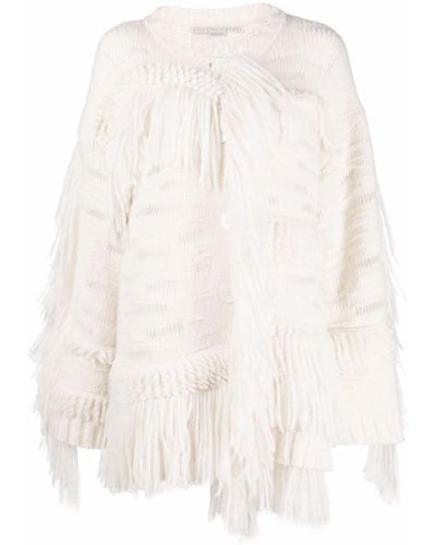 Stella McCartney Oversized-Pullover mit Fransen - Weiß