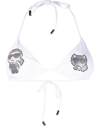 Karl Lagerfeld Karl-studded Bikini Top - White