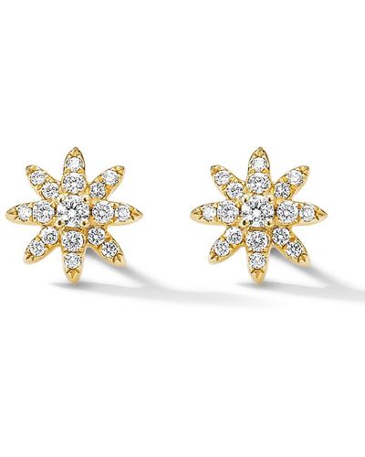 David Yurman 18kt Yellow Gold Petite Starburst Diamond Stud Earrings - Metallic