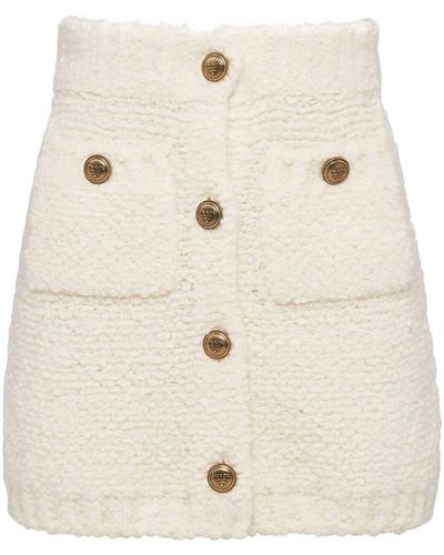 Prada Bouclé Wool Miniskirt - Natural