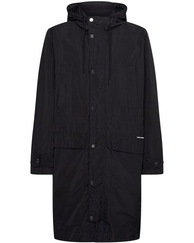 Karl Lagerfeld X Cara Delevingne Hooded Parka Coat - Black
