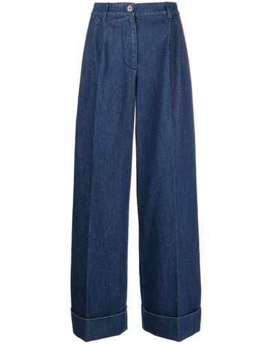 Gucci Weite High-Waist-Jeans - Blau