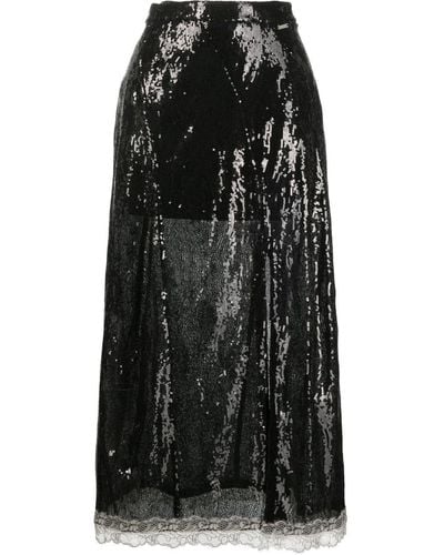 Koche Sequin-embellished High-waisted Skirt - Black