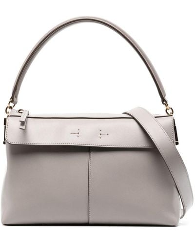 Tod's Logo-charm Leather Tote Bag - Grey