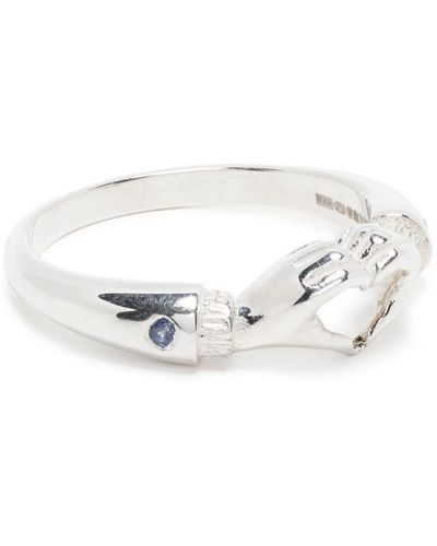 Bleue Burnham Heart Hand Ring aus Sterlingsilber - Weiß