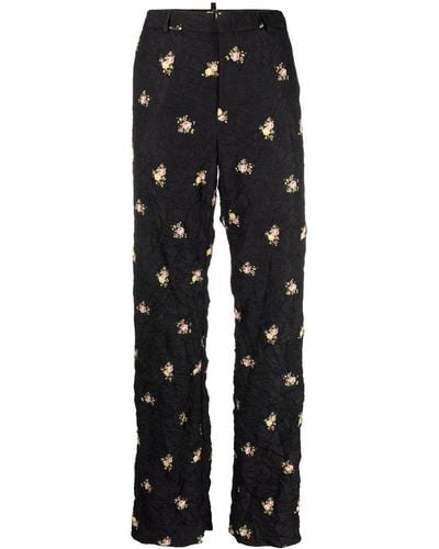 DSquared² Pantalones con estampado floral - Negro