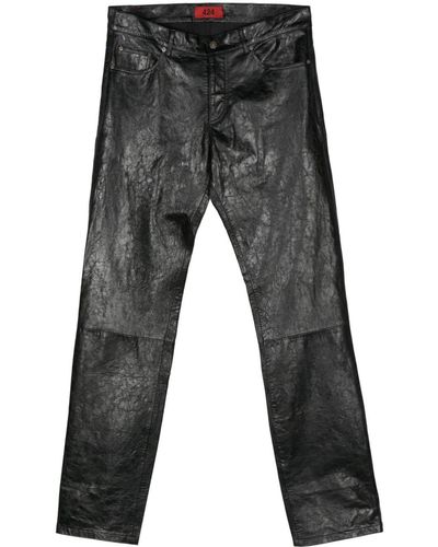 424 Logo-patch Leather Trousers - Grey