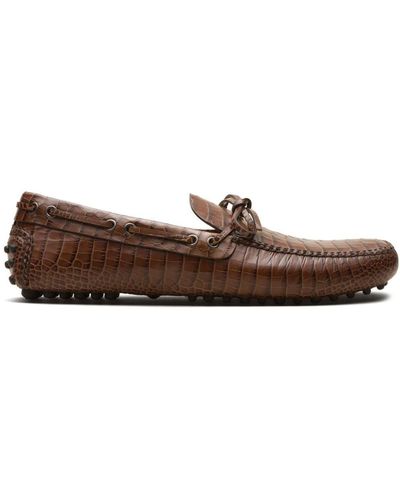 Car Shoe Loafers Met Krokodillen-reliëf - Bruin