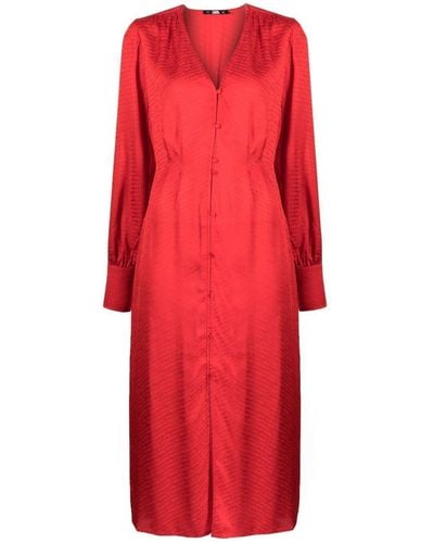 Karl Lagerfeld Logo-print Jacquard Shirt Dress - Red