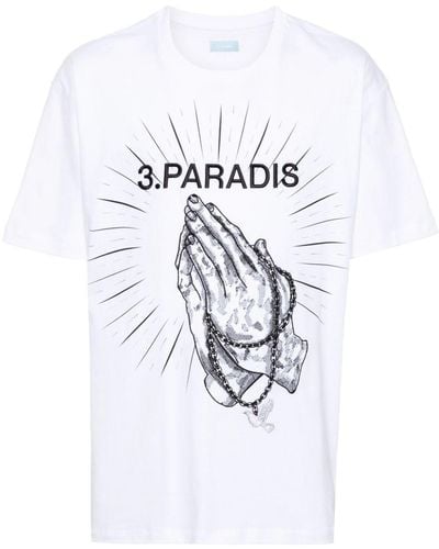 3.PARADIS Praying Hands T-Shirt - Weiß