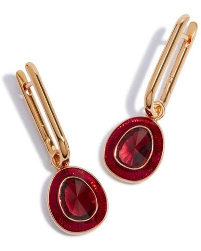 Annoushka 14kt Yellow-gold Knuckle Garnet Hoop Earrings - Red