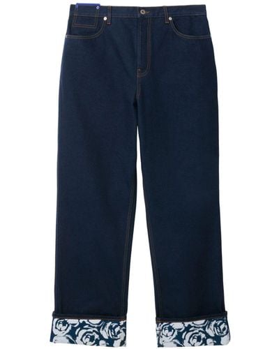 Burberry Straight-Leg-Jeans mit Rosen-Print - Blau