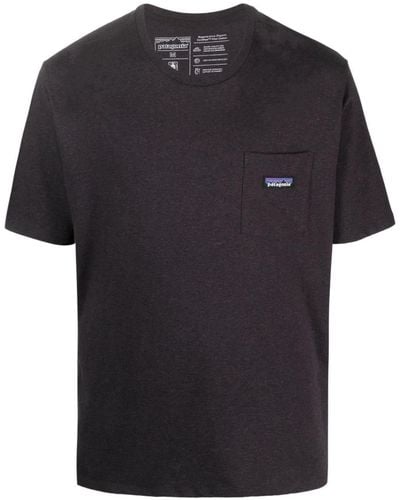 Patagonia T-shirt en coton biologique à poche poitrine - Noir