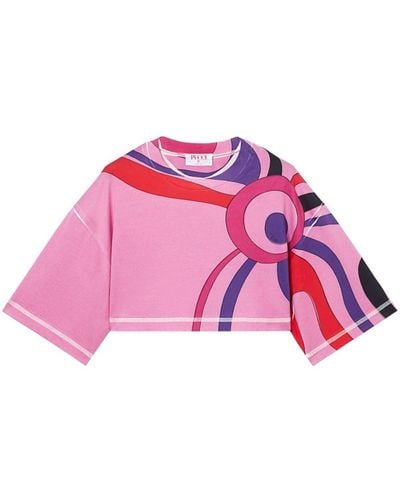 Emilio Pucci Cropped-Top mit Marmo-Print - Pink