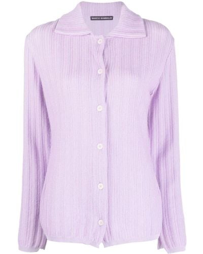 Marco Rambaldi Rib-knit Spread-collar Shirt - Purple