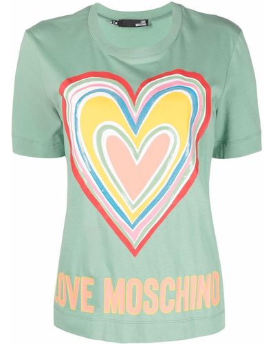 Love Moschino Camiseta con motivo de corazón y logo - Verde