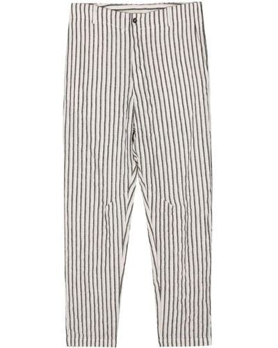Forme D'expression Striped Linen-blend Tapered Trousers - Grey