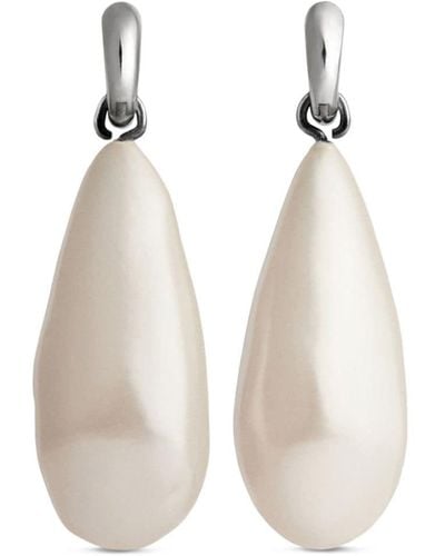 Balenciaga Palazzo Pearl Drop Earrings - White