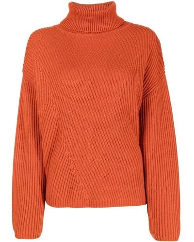 JOSEPH Luxe Cardigan Stitch High Neck Sweater - Orange