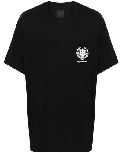 Givenchy Katoenen T-shirt Met Geborduurd Logo - Zwart