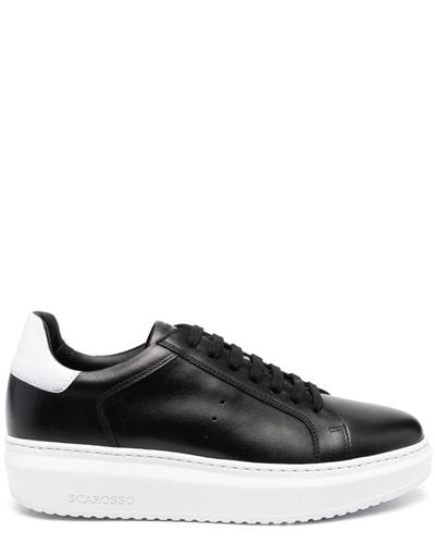 SCAROSSO Lace-up Leather Trainers - Black