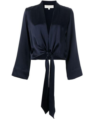 Michelle Mason Long Sleeved Tie-waist Blouse - Blue
