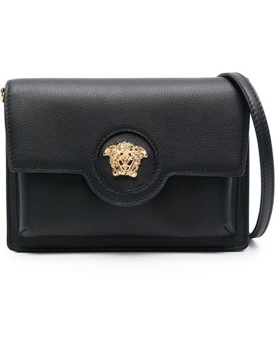 Versace Mini La Medusa Leather Pocket Crossbody Bag - Black