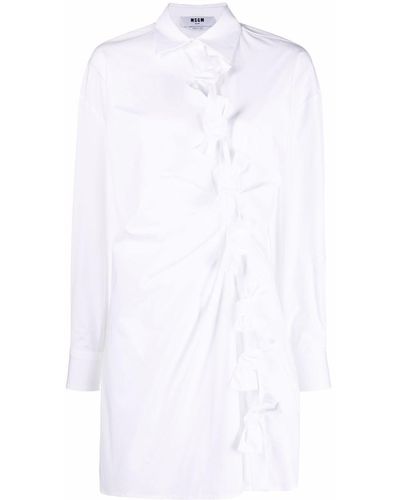 MSGM ラッフルディテール ドレス - ホワイト