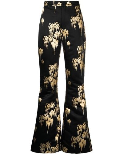 Cynthia Rowley Floral-print Satin Trousers - Black