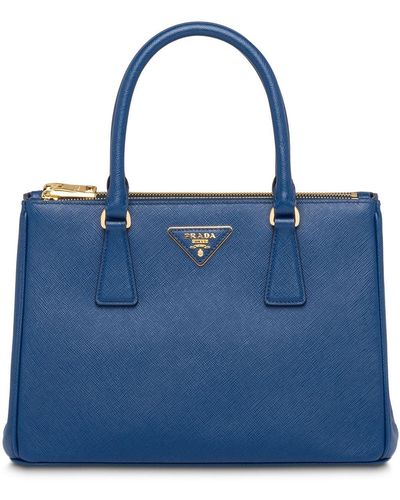 Prada Medium Galleria Leather Tote Bag - Blue