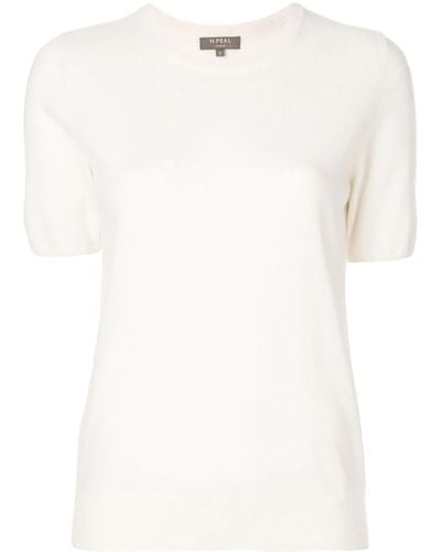 N.Peal Cashmere Camiseta con cuello redondo - Blanco