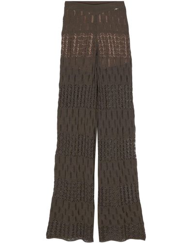 Liu Jo High-waist crochet-knit trousers - Braun