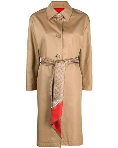 Herno Scarf Detail Trench Coat - Natural