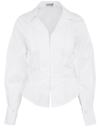 Jonathan Simkhai Danny Pleated Cotton Shirt - White