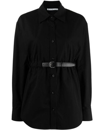 Alexander Wang Belted Cotton Tunic Shirt - Black