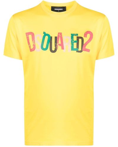 DSquared² Camiseta con logo estampado - Amarillo