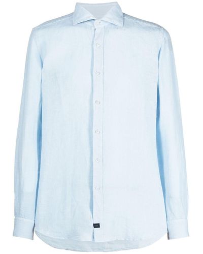 Fay Long-sleeve Linen Shirt - Blue